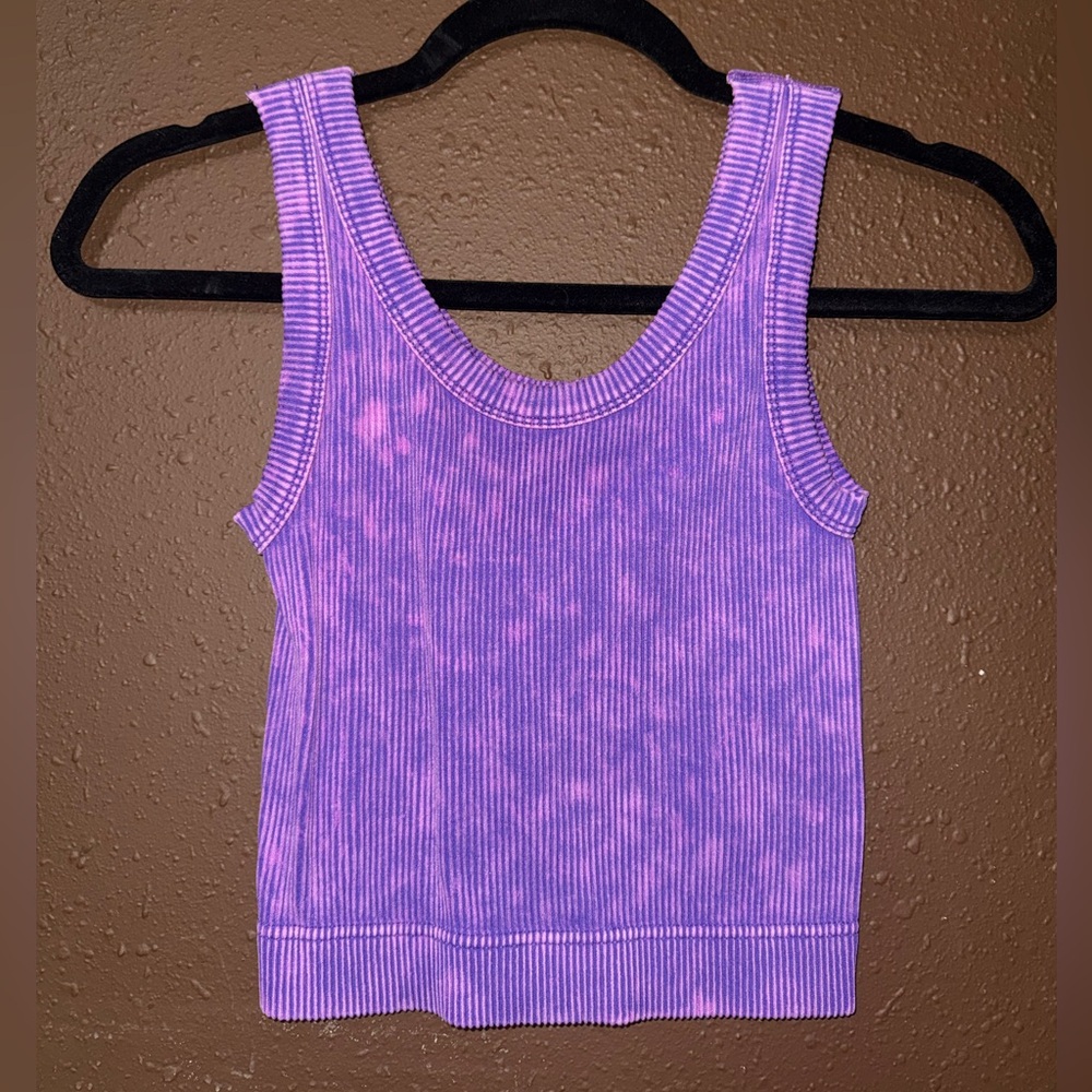 Purple Ribbed Women's Tank Top